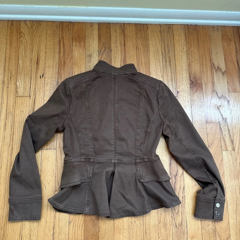 White House Black Market Brown Utility Peplum Jacket - Picture 5 of 5